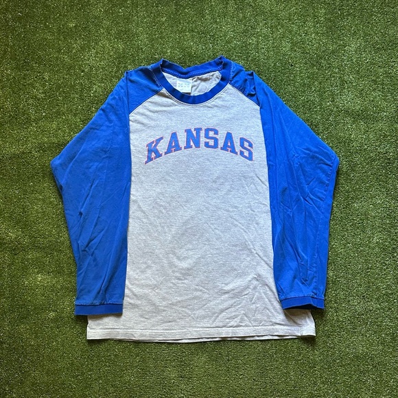 Vintage Retro Adidas Kansas Spell-Out Long Sleeve Shirt - Picture 1 of 8
